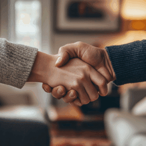 Shaking hands after a successful negotiation 