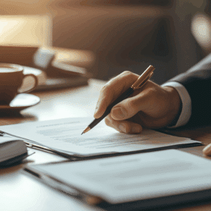 Man signing a commercial real estate deal