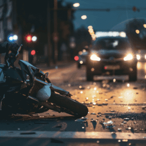 rear-end crash between a motorcycle and a car in Palm Beach Gardens