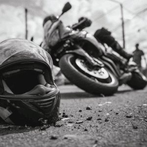 A motorcycle after an accident in Palm Beach Gardens, FL