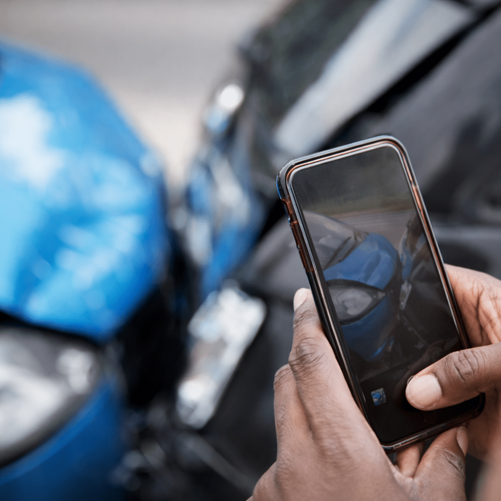 Person photographing car crash